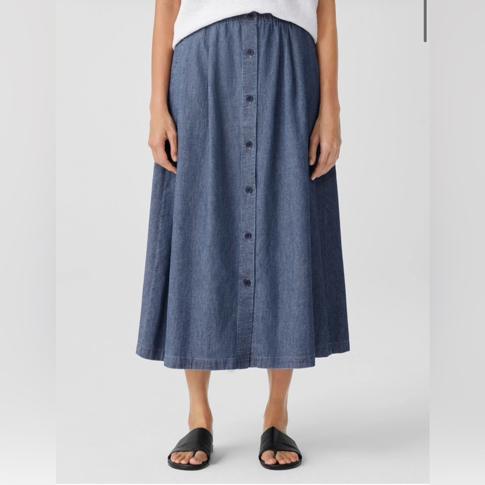 Eileen Fisher Airy Organic Cotton Twill A-Line Skirt